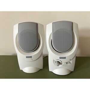 2 Desktop Computer Left & Right Speakers by Altec Lansing Model AVS200 White